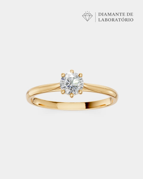 Anel de Noivado Clássico Ouro 18K e Diamante de Laboratório 0,5 ct