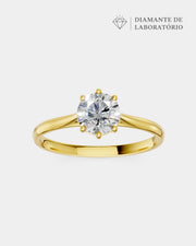 Anel de Noivado Clássico Ouro 18K e Diamante de Laboratório 1 ct
