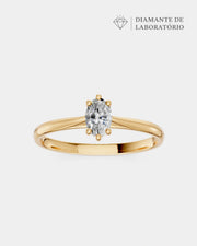 Anel de Noivado Clássico Ouro 18K e Diamante de Laboratório Oval 0,5 ct