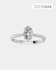 Anel de Noivado Clássico Ouro 18K e Diamante Natural Oval 1 ct GIA
