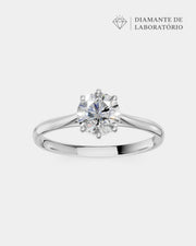 Anel de Noivado Clássico Ouro 18K e Diamante de Laboratório 1 ct