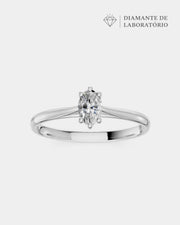 Anel de Noivado Clássico Ouro 18K e Diamante de Laboratório Oval 0,5 ct