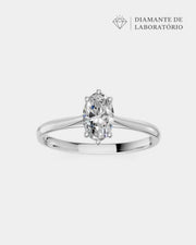 Anel de Noivado Clássico Ouro 18K e Diamante de Laboratório Oval 1 ct