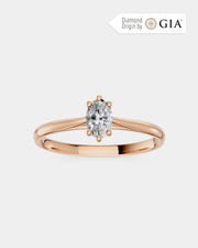 Anel de Noivado Clássico Ouro 18K e Diamante Natural Oval 0,5 ct GIA