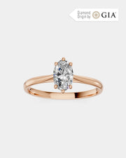 Anel de Noivado Clássico Ouro 18K e Diamante Natural Oval 1 ct GIA
