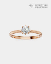 Anel de Noivado Clássico Ouro 18K e Diamante de Laboratório 0,5 ct
