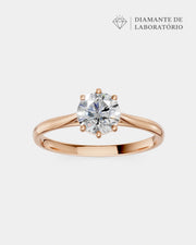 Anel de Noivado Clássico Ouro 18K e Diamante de Laboratório 1 ct