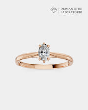 Anel de Noivado Clássico Ouro 18K e Diamante de Laboratório Oval 0,5 ct