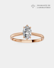 Anel de Noivado Clássico Ouro 18K e Diamante de Laboratório Oval 1 ct