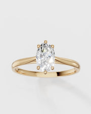 Anel de Noivado Clássico e Moissanite Oval de 8x6mm
