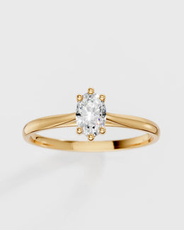 Anel de Noivado Clássico com Moissanite Oval de 6x4mm