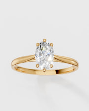 Anel de Noivado Clássico e Moissanite Oval de 8x6mm