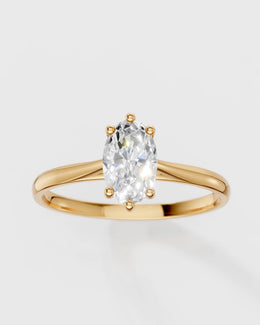 Anel de Noivado Clássico e Moissanite Oval de 8x6mm