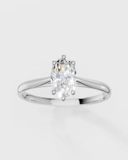 Anel de Noivado Clássico e Moissanite Oval de 8x6mm