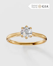 Anel de Noivado Clássico Ouro 18K e Diamante Natural 0,5 ct GIA