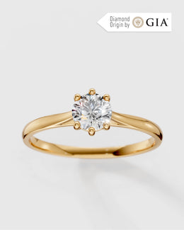 Anel de Noivado Clássico Ouro 18K e Diamante Natural 0,5 ct GIA