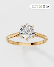 Anel de Noivado Clássico Ouro 18K e Diamante Natural 1 ct GIA