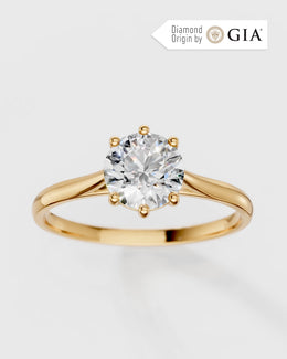Anel de Noivado Clássico Ouro 18K e Diamante Natural 1 ct GIA