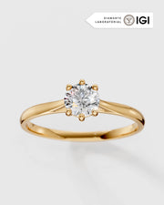 Anel de Noivado Clássico Ouro 18K e Diamante de Laboratório 0,5 ct
