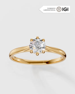 Anel de Noivado Clássico Ouro 18K e Diamante de Laboratório 0,5 ct