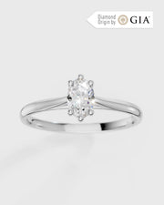 Anel de Noivado Clássico Ouro 18K e Diamante Natural Oval 0,5 ct GIA