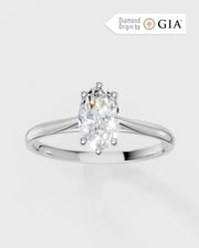 Anel de Noivado Clássico Ouro 18K e Diamante Natural Oval 1 ct GIA