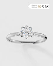 Anel de Noivado Clássico Ouro 18K e Diamante Natural 0,5 ct GIA