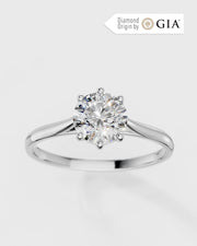 Anel de Noivado Clássico Ouro 18K e Diamante Natural 1 ct GIA