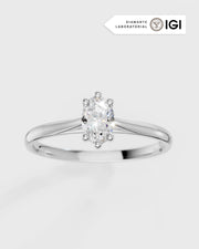 Anel de Noivado Clássico Ouro 18K e Diamante de Laboratório Oval 0,5 ct