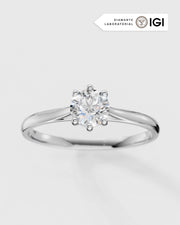 Anel de Noivado Clássico Ouro 18K e Diamante de Laboratório 1 ct