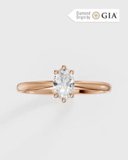 Anel de Noivado Clássico Ouro 18K e Diamante Natural Oval 0,5 ct GIA