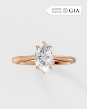 Anel de Noivado Clássico Ouro 18K e Diamante Natural Oval 1 ct GIA