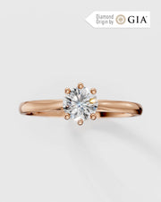 Anel de Noivado Clássico Ouro 18K e Diamante Natural 0,5 ct GIA