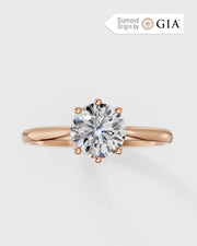 Anel de Noivado Clássico Ouro 18K e Diamante Natural 1 ct GIA
