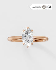 Anel de Noivado Clássico Ouro 18K e Diamante de Laboratório Oval 1 ct