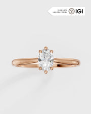 Anel de Noivado Clássico Ouro 18K e Diamante de Laboratório Oval 0,5 ct