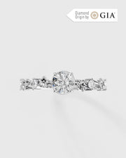 Anel de Noivado Flora em Ouro 18K com Diamante Natural 0,5 ct GIA