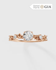 Anel de Noivado Flora em Ouro 18K com Diamante Natural 0,5 ct GIA