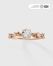 Anel de Noivado Flora em Ouro 18K com Diamante de Laboratório 0,5 ct