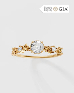Anel de Noivado Flora em Ouro 18K com Diamante Natural 0,5 ct GIA