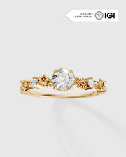 Anel de Noivado Flora em Ouro 18K com Diamante de Laboratório 0,5 ct