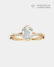Anel de Noivado Lili Cravejado em Ouro 18K com Diamante de Laboratório 1 ct