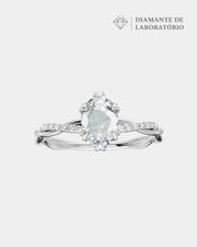 Anel de Noivado Lili Cravejado em Ouro 18K com Diamante de Laboratório 1 ct