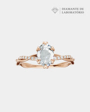 Anel de Noivado Lili Cravejado em Ouro 18K com Diamante de Laboratório 1 ct