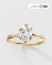 Anel de Noivado Lili Cravejado em Ouro 18K com Diamante de Laboratório 1 ct