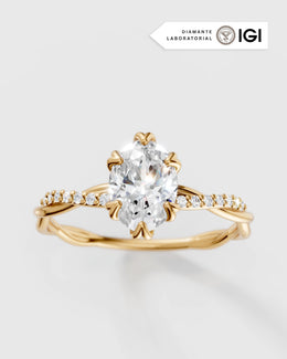 Anel de Noivado Lili Cravejado em Ouro 18K com Diamante de Laboratório 1 ct