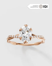Anel de Noivado Lili Cravejado em Ouro 18K com Diamante de Laboratório 1 ct