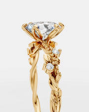 Anel de Noivado Lili Floral em Ouro 18K com Diamante de Laboratório 1 ct