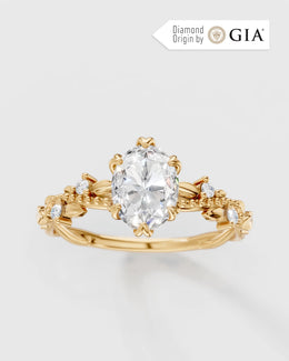 Anel de Noivado Lili Floral em Ouro 18K com Diamantes Naturais GIA 1 ct