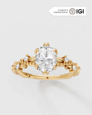 Anel de Noivado Lili Floral em Ouro 18K com Diamante de Laboratório 1 ct